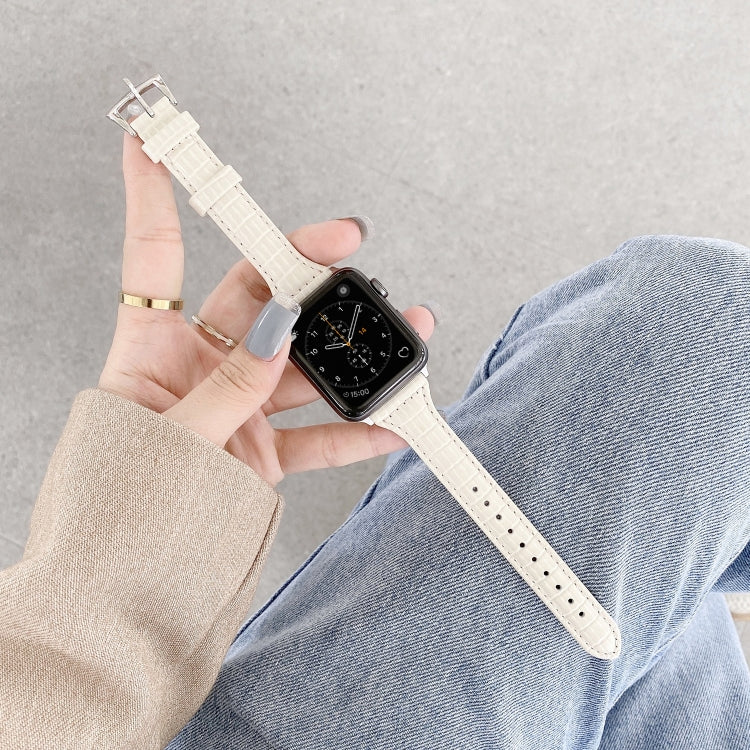 クロコダイルテクスチャーレザー交換用ストラップ腕時計バンド、Apple Watch Series 7 41mm / & 6 & SE & 5 & 4 40mm用、Apple Watch Series 7 45mm / & 6 & SE & 5 & 4 44mm用
