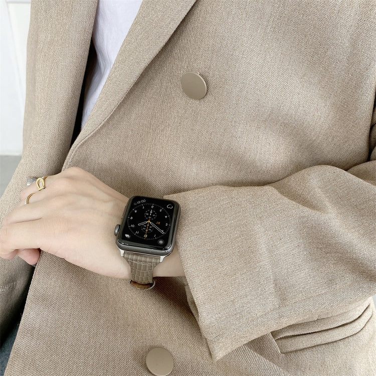 クロコダイルテクスチャーレザー交換用ストラップ腕時計バンド、Apple Watch Series 7 41mm / & 6 & SE & 5 & 4 40mm用、Apple Watch Series 7 45mm / & 6 & SE & 5 & 4 44mm用