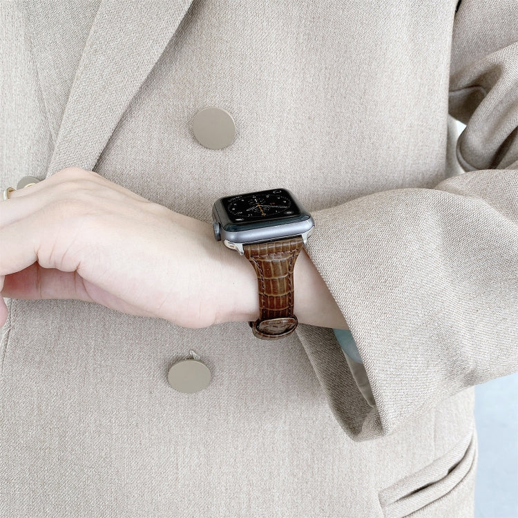 クロコダイルテクスチャーレザー交換用ストラップ腕時計バンド、Apple Watch Series 7 41mm / & 6 & SE & 5 & 4 40mm用、Apple Watch Series 7 45mm / & 6 & SE & 5 & 4 44mm用