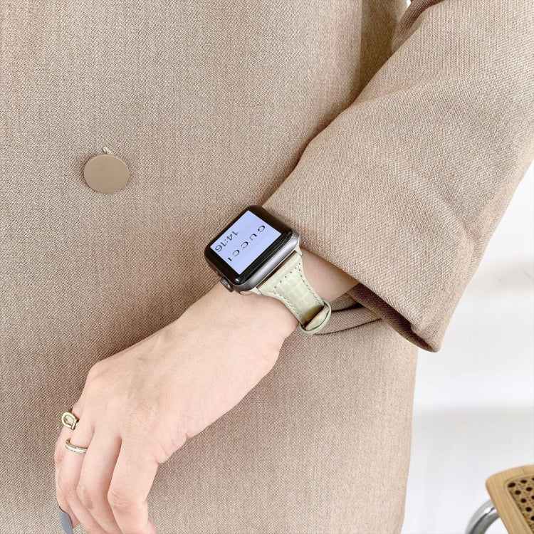 クロコダイルテクスチャーレザー交換用ストラップ腕時計バンド、Apple Watch Series 7 41mm / & 6 & SE & 5 & 4 40mm用、Apple Watch Series 7 45mm / & 6 & SE & 5 & 4 44mm用