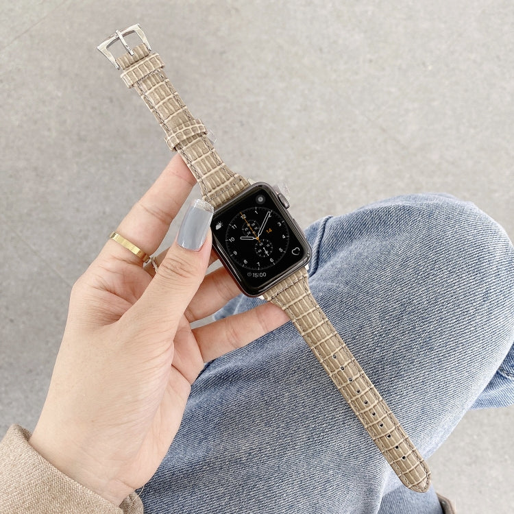 クロコダイルテクスチャーレザー交換用ストラップ腕時計バンド、Apple Watch Series 7 41mm / & 6 & SE & 5 & 4 40mm用、Apple Watch Series 7 45mm / & 6 & SE & 5 & 4 44mm用