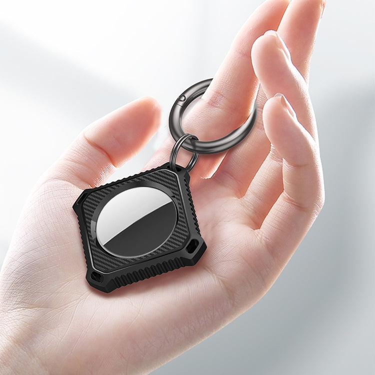 AirTag第2世代 / AirTag第1世代用キーチェーンリング付き四角形カーボンファイバーケース