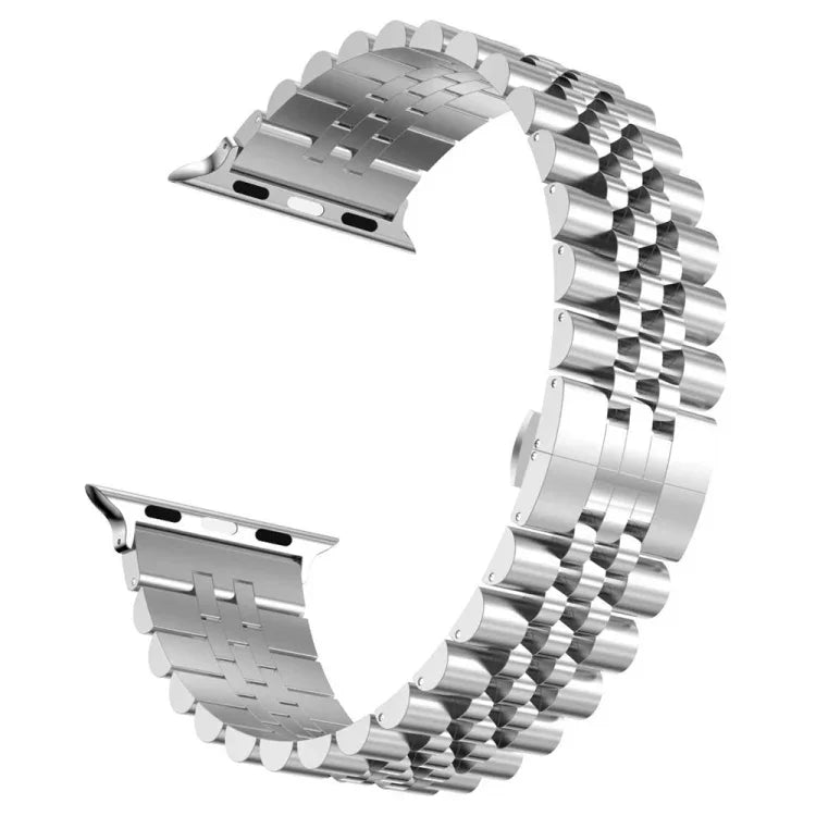 Five Beads Stainless Steel Replacement Watchbands For Apple Watch Series, 7 45mm / 6 & SE & 5 & 4 44mm / 3 & 2 & 1 42mm, 7 41mm / 6 & SE & 5 & 4 40mm / 3 & 2 & 1 38mm
