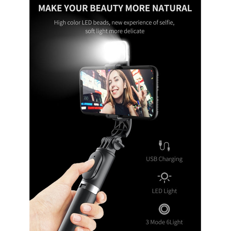 Q02S フィルライト Bluetooth セルフィースティック 三脚 スマホホルダー, Q02S(ブラック), Q02S(ホワイト)
