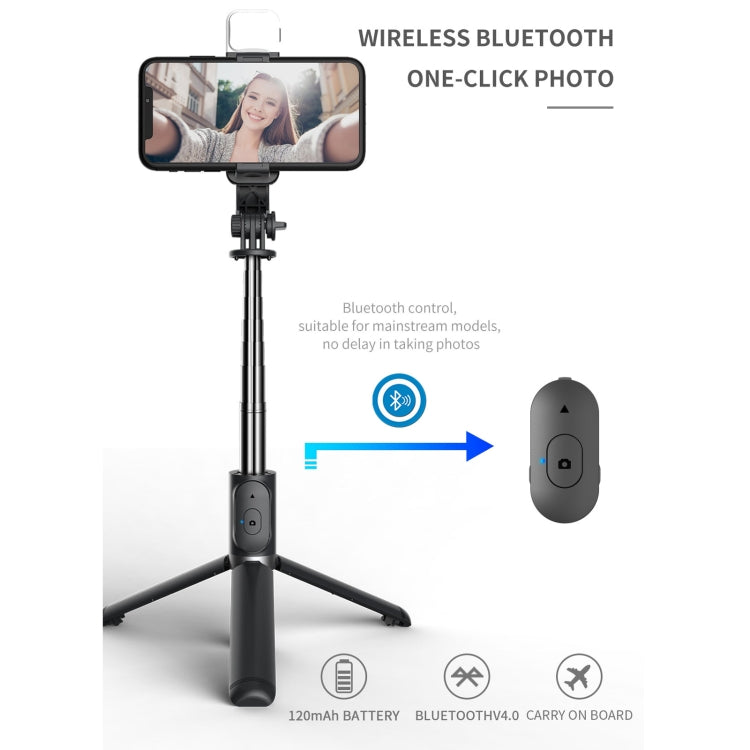 Q02S フィルライト Bluetooth セルフィースティック 三脚 スマホホルダー, Q02S(ブラック), Q02S(ホワイト)