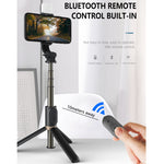 Q03S フィルライト Bluetooth セルフィースティック 三脚 スマホホルダー, Q03S(ブラック), Q03S(ホワイト)