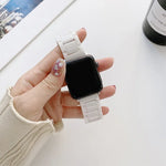 Apple Watch Series 7 45mm / 6 & SE & 5 & 4 44mm / 3 & 2 & 1 42mm、7 41mm / 6 & SE & 5 & 4 40mm / 3 & 2 & 1 38mm 用五珠セラミックスチール交換用ウォッチバンド