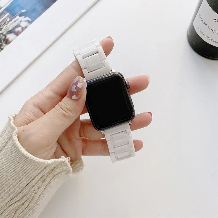 Apple Watch Series 7 45mm / 6 & SE & 5 & 4 44mm / 3 & 2 & 1 42mm、7 41mm / 6 & SE & 5 & 4 40mm / 3 & 2 & 1 38mm 用五珠セラミックスチール交換用ウォッチバンド