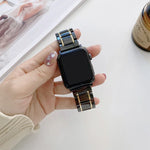 Apple Watch Series 7 45mm / 6 & SE & 5 & 4 44mm / 3 & 2 & 1 42mm、7 41mm / 6 & SE & 5 & 4 40mm / 3 & 2 & 1 38mm 用五珠セラミックスチール交換用ウォッチバンド