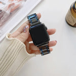 Apple Watch Series 7 45mm / 6 & SE & 5 & 4 44mm / 3 & 2 & 1 42mm、7 41mm / 6 & SE & 5 & 4 40mm / 3 & 2 & 1 38mm 用五珠セラミックスチール交換用ウォッチバンド