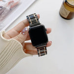 Apple Watch Series 7 45mm / 6 & SE & 5 & 4 44mm / 3 & 2 & 1 42mm、7 41mm / 6 & SE & 5 & 4 40mm / 3 & 2 & 1 38mm 用五珠セラミックスチール交換用ウォッチバンド
