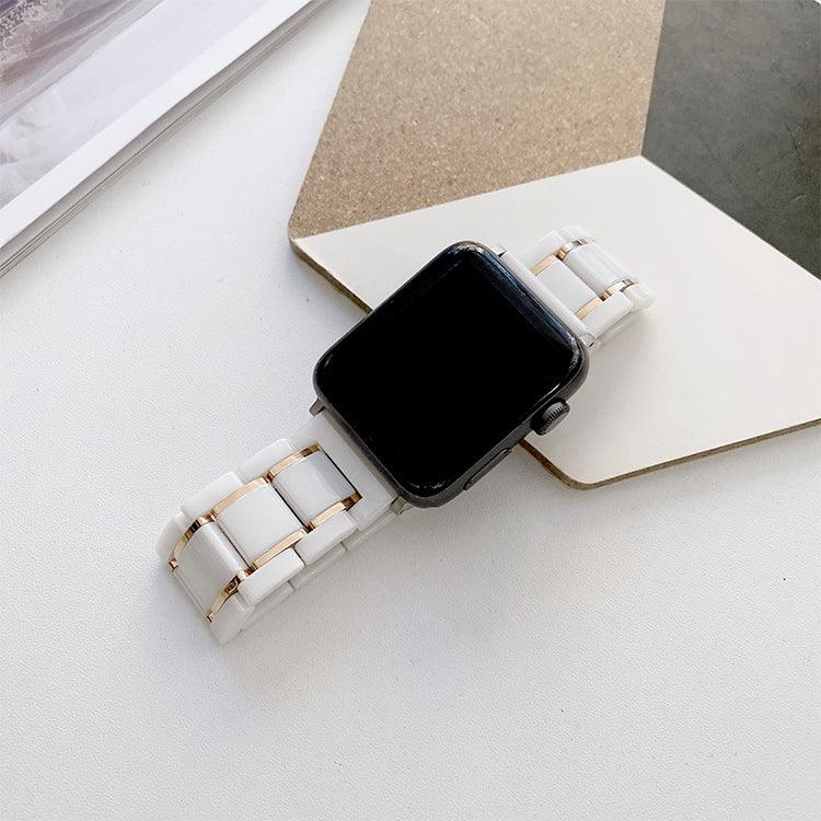 Apple Watch Series 7 45mm / 6 & SE & 5 & 4 44mm / 3 & 2 & 1 42mm、7 41mm / 6 & SE & 5 & 4 40mm / 3 & 2 & 1 38mm 用五珠セラミックスチール交換用ウォッチバンド