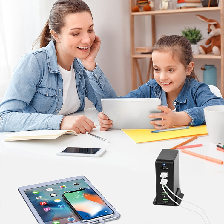 6in1 65W PD USB-C / Type-C + QC 3.0 USB + 4 USB マルチポートトラベルチャージャー、USプラグ、EUプラグ、UKプラグ、AUプラグ