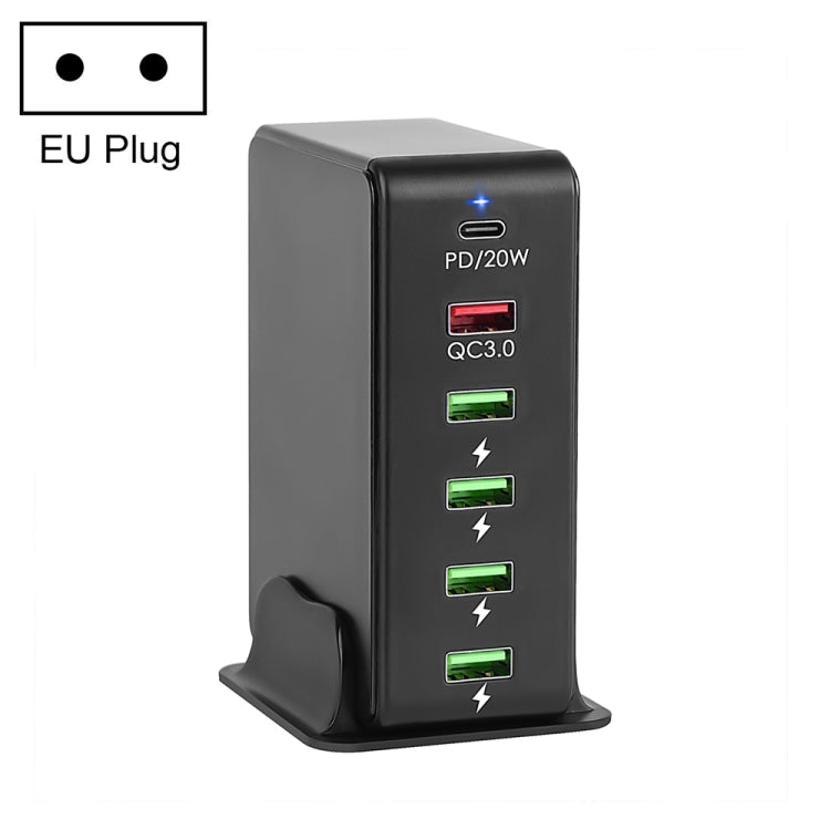 6in1 65W PD USB-C / Type-C + QC 3.0 USB + 4 USB マルチポートトラベルチャージャー、USプラグ、EUプラグ、UKプラグ、AUプラグ