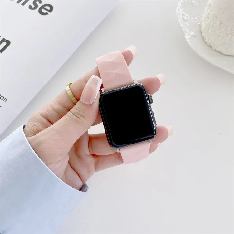 Apple Watch Series 6 & SE & 5 & 4 40mm / 3 & 2 & 1 38mm 用モダンスタイルシリコン交換用ストラップウォッチバンド、ブラックバックル、ローズゴールドバックル、シルバーバックル