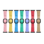 Apple Watch Series 6 & SE & 5 & 4 44mm / 3 & 2 & 1 42mm 用モダンスタイルシリコン交換用ストラップウォッチバンド、ブラックバックル、ローズゴールドバックル、シルバーバックル