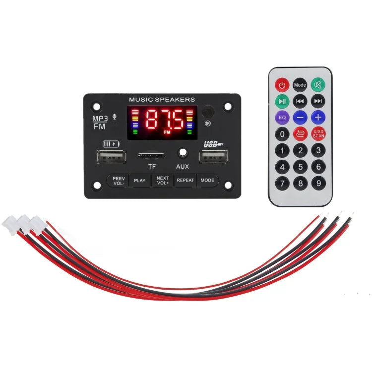 JX-809BT 車用 12V オーディオ MP3プレーヤーデコーダーボード FMラジオ USB Bluetooth / リモコン / 録音付き, JX-809BT