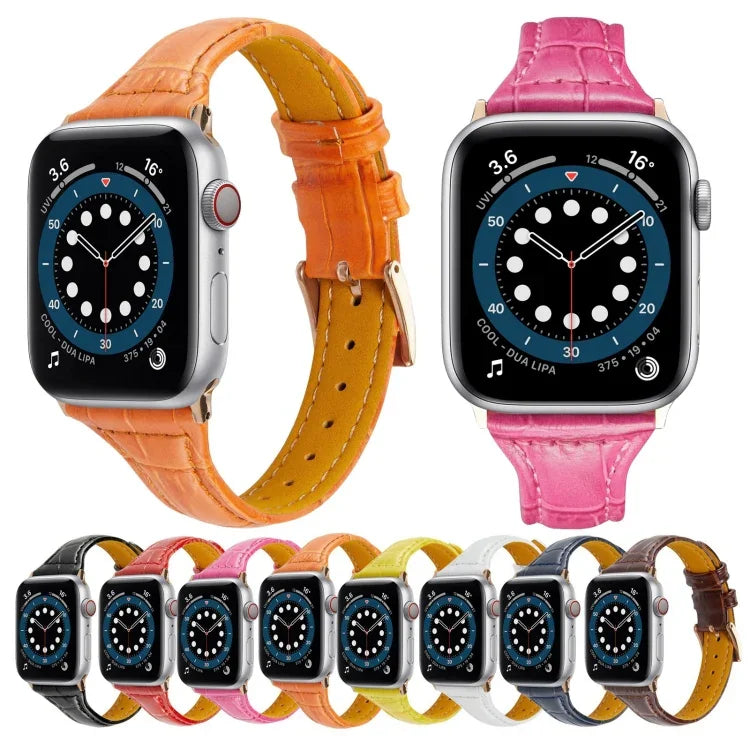 Apple Watch Series 7 41mm / & 6 & SE & 5 & 4 40mm 用クロコダイルテクスチャーレザー交換用ストラップウォッチバンド