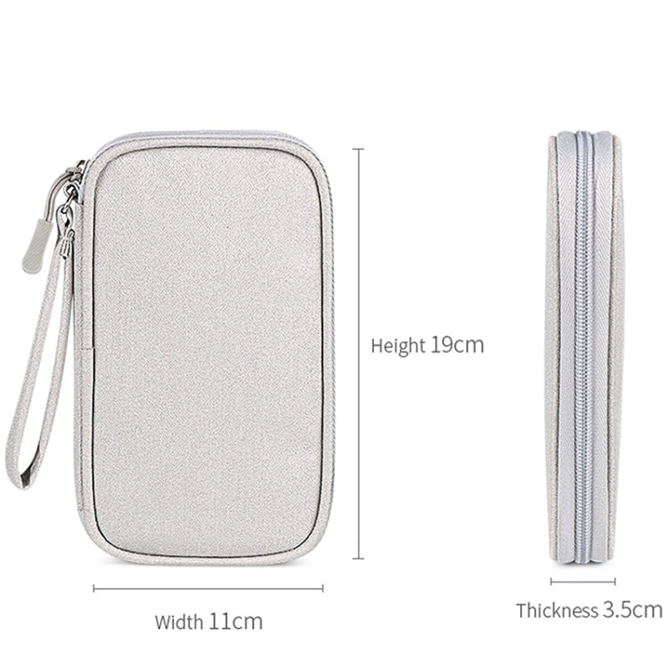 SM03 多機能デジタルアクセサリー収納バッグ ストラップ付き、19x11x3.5cm（ネイビーブルー）、19x11x3.5cm（グレー）、19x11x3.5cm（ピンク）、19x11x3.5cm（ブラック）