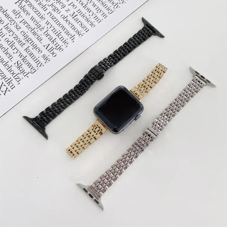 七連ビーズスチール交換ストラップウォッチバンド、Apple Watch Series 7 41mm / & 6 & SE & 5 & 4 40mm対応、Apple Watch Series 7 45mm / & 6 & SE & 5 & 4 44mm対応