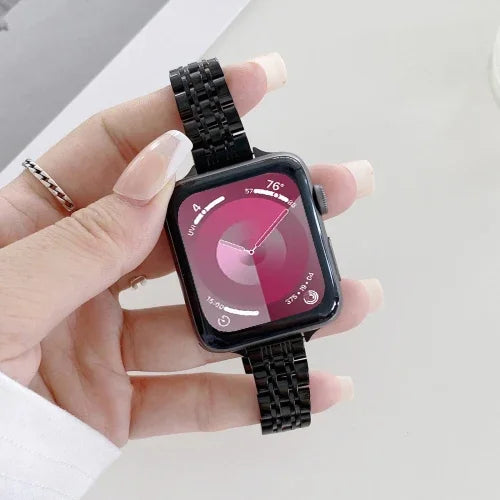 七連ビーズスチール交換ストラップウォッチバンド、Apple Watch Series 7 41mm / & 6 & SE & 5 & 4 40mm対応、Apple Watch Series 7 45mm / & 6 & SE & 5 & 4 44mm対応