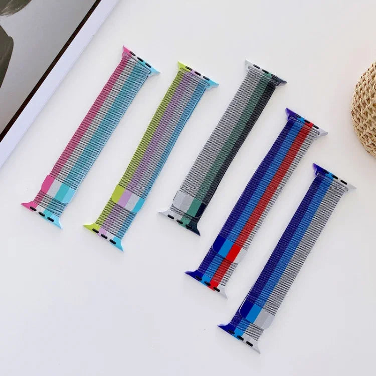 四色ミラネーゼ交換ストラップウォッチバンド、Apple Watch Series 7 41mm / & 6 & SE & 5 & 4 40mm対応、Apple Watch Series 7 45mm / & 6 & SE & 5 & 4 44mm対応