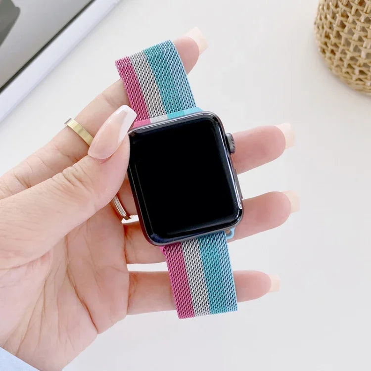 四色ミラネーゼ交換ストラップウォッチバンド、Apple Watch Series 7 41mm / & 6 & SE & 5 & 4 40mm対応、Apple Watch Series 7 45mm / & 6 & SE & 5 & 4 44mm対応