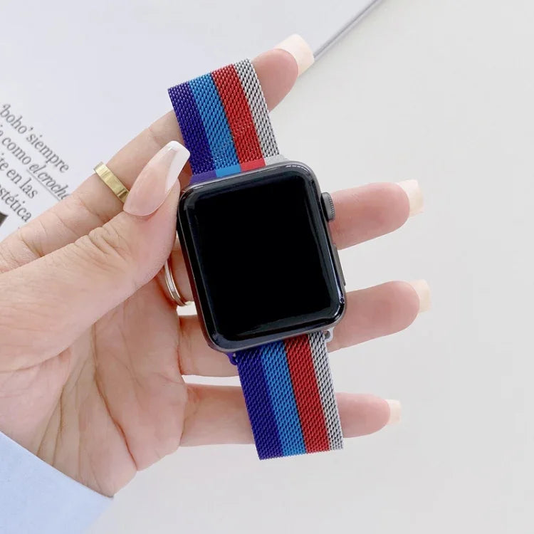 四色ミラネーゼ交換ストラップウォッチバンド、Apple Watch Series 7 41mm / & 6 & SE & 5 & 4 40mm対応、Apple Watch Series 7 45mm / & 6 & SE & 5 & 4 44mm対応