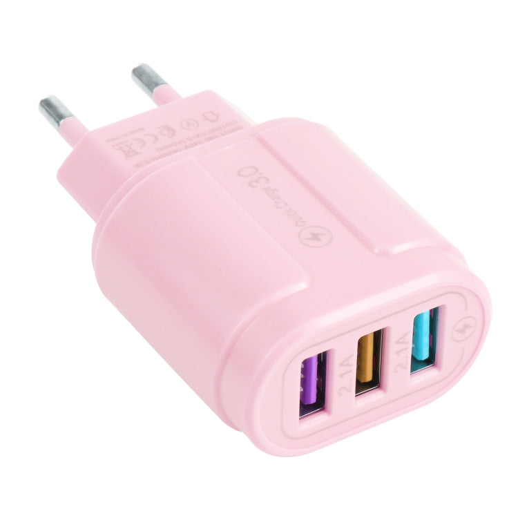 13-222 QC3.0 USB + 2.1A デュアルUSBポートマカロン型トラベルチャージャー、EUプラグ、USプラグ