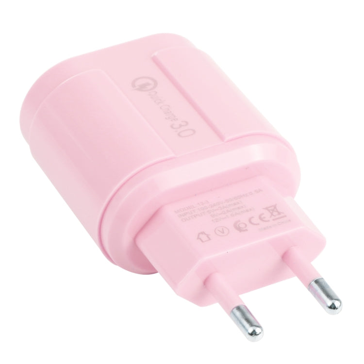 13-222 QC3.0 USB + 2.1A デュアルUSBポートマカロン型トラベルチャージャー、EUプラグ、USプラグ