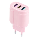 13-222 QC3.0 USB + 2.1A デュアルUSBポートマカロン型トラベルチャージャー、EUプラグ、USプラグ