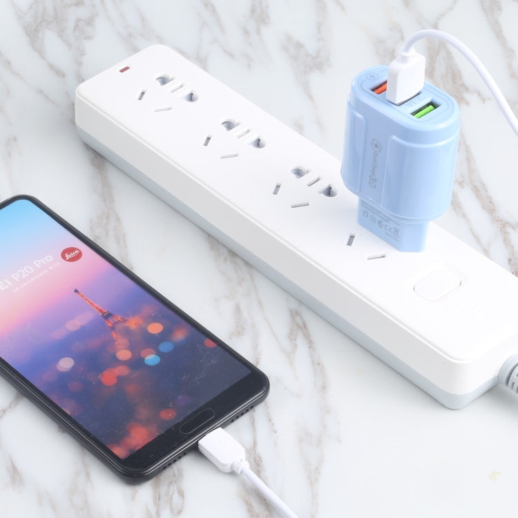 13-222 QC3.0 USB + 2.1A デュアルUSBポートマカロン型トラベルチャージャー、EUプラグ、USプラグ