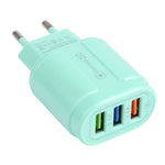 13-222 QC3.0 USB + 2.1A デュアルUSBポートマカロン型トラベルチャージャー、EUプラグ、USプラグ