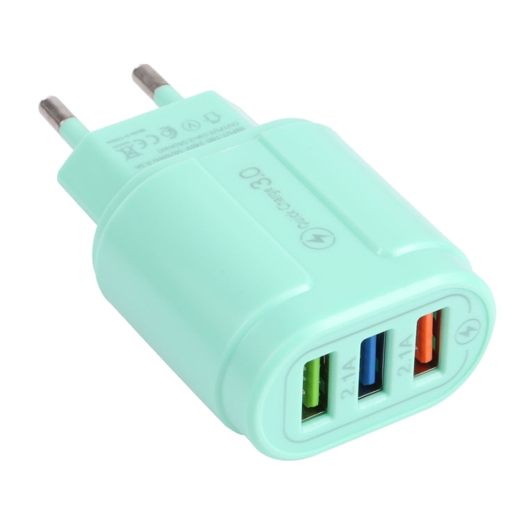 13-222 QC3.0 USB + 2.1A デュアルUSBポートマカロン型トラベルチャージャー、EUプラグ、USプラグ
