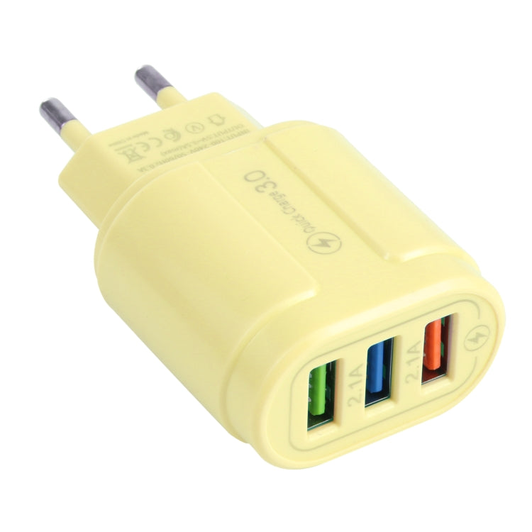 13-222 QC3.0 USB + 2.1A デュアルUSBポートマカロン型トラベルチャージャー、EUプラグ、USプラグ