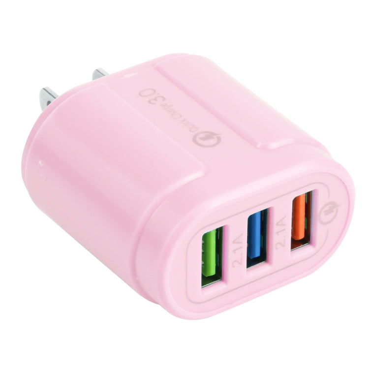 13-222 QC3.0 USB + 2.1A デュアルUSBポートマカロン型トラベルチャージャー、EUプラグ、USプラグ