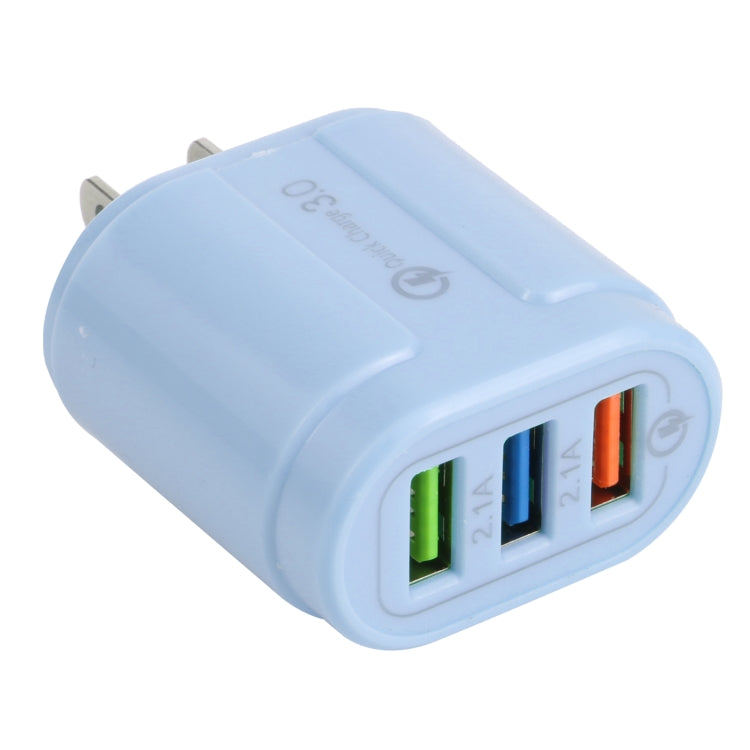 13-222 QC3.0 USB + 2.1A デュアルUSBポートマカロン型トラベルチャージャー、EUプラグ、USプラグ