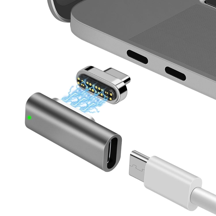 100W USB-C / Type-C メス to 20ピン 磁気 USB-C / Type-C オス エルボーアダプター