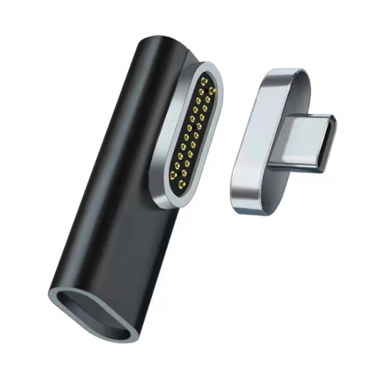 100W USB-C / Type-C メス to 20ピン 磁気 USB-C / Type-C オス エルボーアダプター