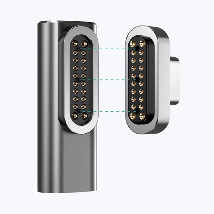 100W USB-C / Type-C メス to 20ピン 磁気 USB-C / Type-C オス エルボーアダプター