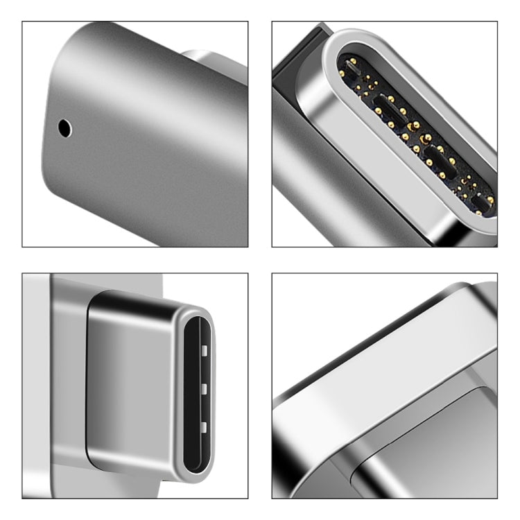 100W USB-C / Type-C メス to 20ピン 磁気 USB-C / Type-C オス エルボーアダプター