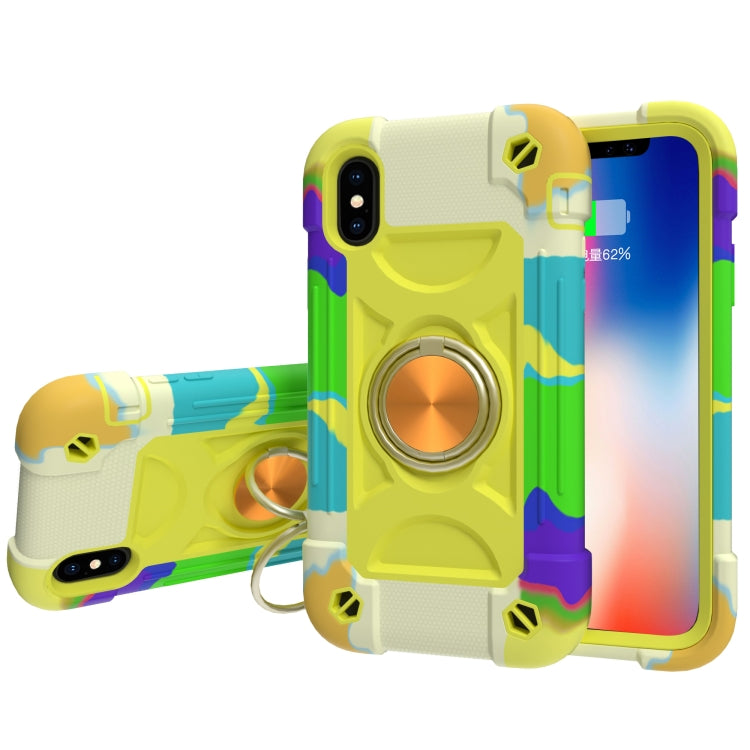 Shockproof Silicone + PC Protective Case with Dual-Ring Holder, For iPhone XS Max, For iPhone 11, For iPhone 11 Pro Max, For iPhone 12 mini