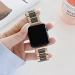 22mm幅三連ビーズセラミックスチール交換ストラップウォッチバンド Apple Watch Series 7 41mm / 6 & SE & 5 & 4 40mm / 3 & 2 & 1 38mm対応、7 45mm / 6 & SE & 5 & 4 44mm / 3 & 2 & 1 42mm対応