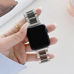 22mm幅三連ビーズセラミックスチール交換ストラップウォッチバンド Apple Watch Series 7 41mm / 6 & SE & 5 & 4 40mm / 3 & 2 & 1 38mm対応、7 45mm / 6 & SE & 5 & 4 44mm / 3 & 2 & 1 42mm対応