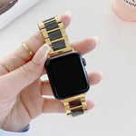 22mm幅三連ビーズセラミックスチール交換ストラップウォッチバンド Apple Watch Series 7 41mm / 6 & SE & 5 & 4 40mm / 3 & 2 & 1 38mm対応、7 45mm / 6 & SE & 5 & 4 44mm / 3 & 2 & 1 42mm対応