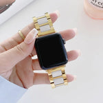 22mm幅三連ビーズセラミックスチール交換ストラップウォッチバンド Apple Watch Series 7 41mm / 6 & SE & 5 & 4 40mm / 3 & 2 & 1 38mm対応、7 45mm / 6 & SE & 5 & 4 44mm / 3 & 2 & 1 42mm対応