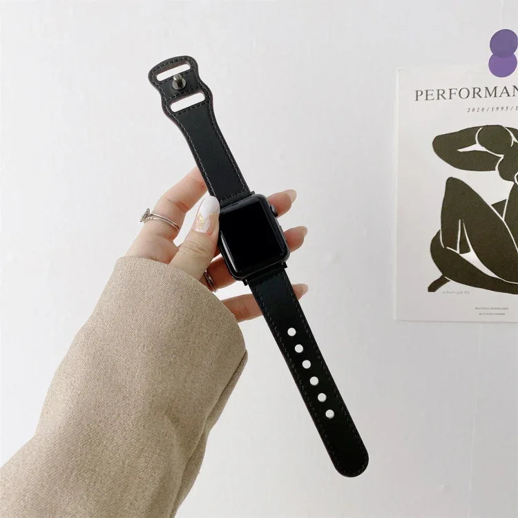 8字型バックルレトロレザー交換用ストラップウォッチバンド Apple Watchシリーズ用、7 41mm / 6 & SE & 5 & 4 40mm / 3 & 2 & 1 38mm、7 45mm / 6 & SE & 5 & 4 44mm / 3 & 2 & 1 42mm