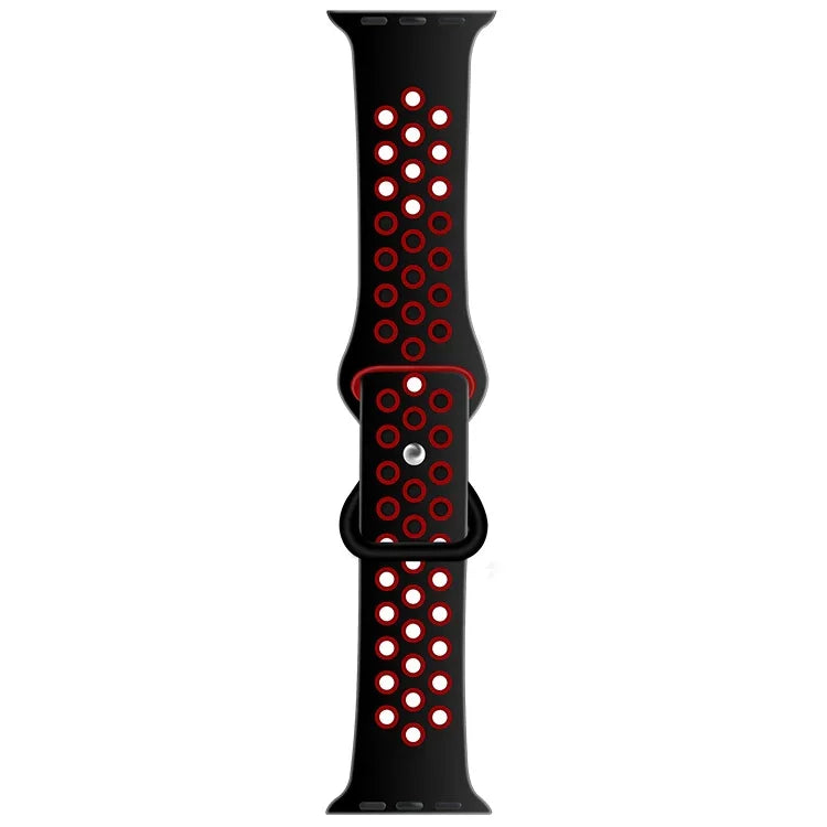 バタフライバックルデュアルトーン液体シリコン交換用ウォッチバンド Apple Watchシリーズ用、7 41mm / 6 & SE & 5 & 4 40mm / 3 & 2 & 1 38mm、7 45mm / 6 & SE & 5 & 4 44mm / 3 & 2 & 1 42mm