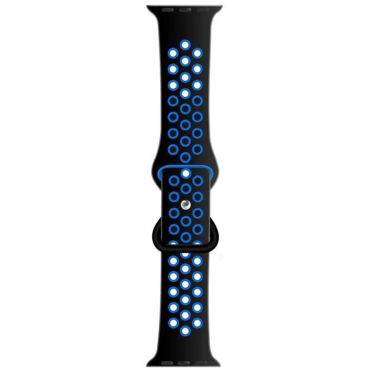 バタフライバックルデュアルトーン液体シリコン交換用ウォッチバンド Apple Watchシリーズ用、7 41mm / 6 & SE & 5 & 4 40mm / 3 & 2 & 1 38mm、7 45mm / 6 & SE & 5 & 4 44mm / 3 & 2 & 1 42mm