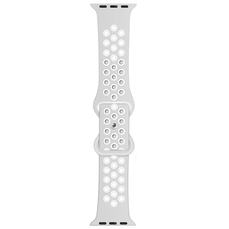 バタフライバックルデュアルトーン液体シリコン交換用ウォッチバンド Apple Watchシリーズ用、7 41mm / 6 & SE & 5 & 4 40mm / 3 & 2 & 1 38mm、7 45mm / 6 & SE & 5 & 4 44mm / 3 & 2 & 1 42mm